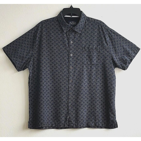 Nat Nast Luxury Originals Other - Nat Nast Shirt Black/White Short Sleeve Silk Blend Luxury Originals